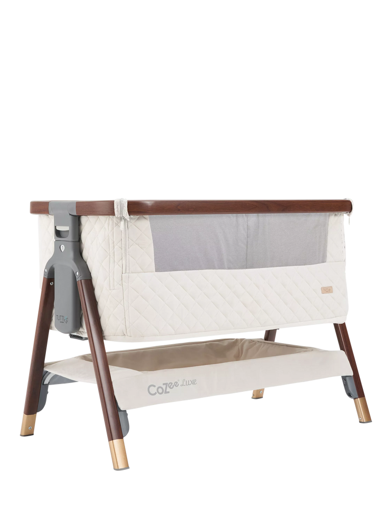 Tutti Bambini CoZee Luxe Bedside Crib, Walnut/Cream