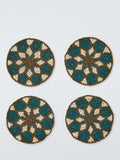 Beaded Coaster Set Of 4 Dark Peacock