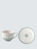 Villeroy Boch Fleur Porcelain Coffee Cup Saucer Set Of 2 160Ml Vert