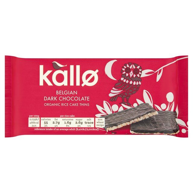 Kallo Organic Dark Chocolate Rice Cake Thins   90g