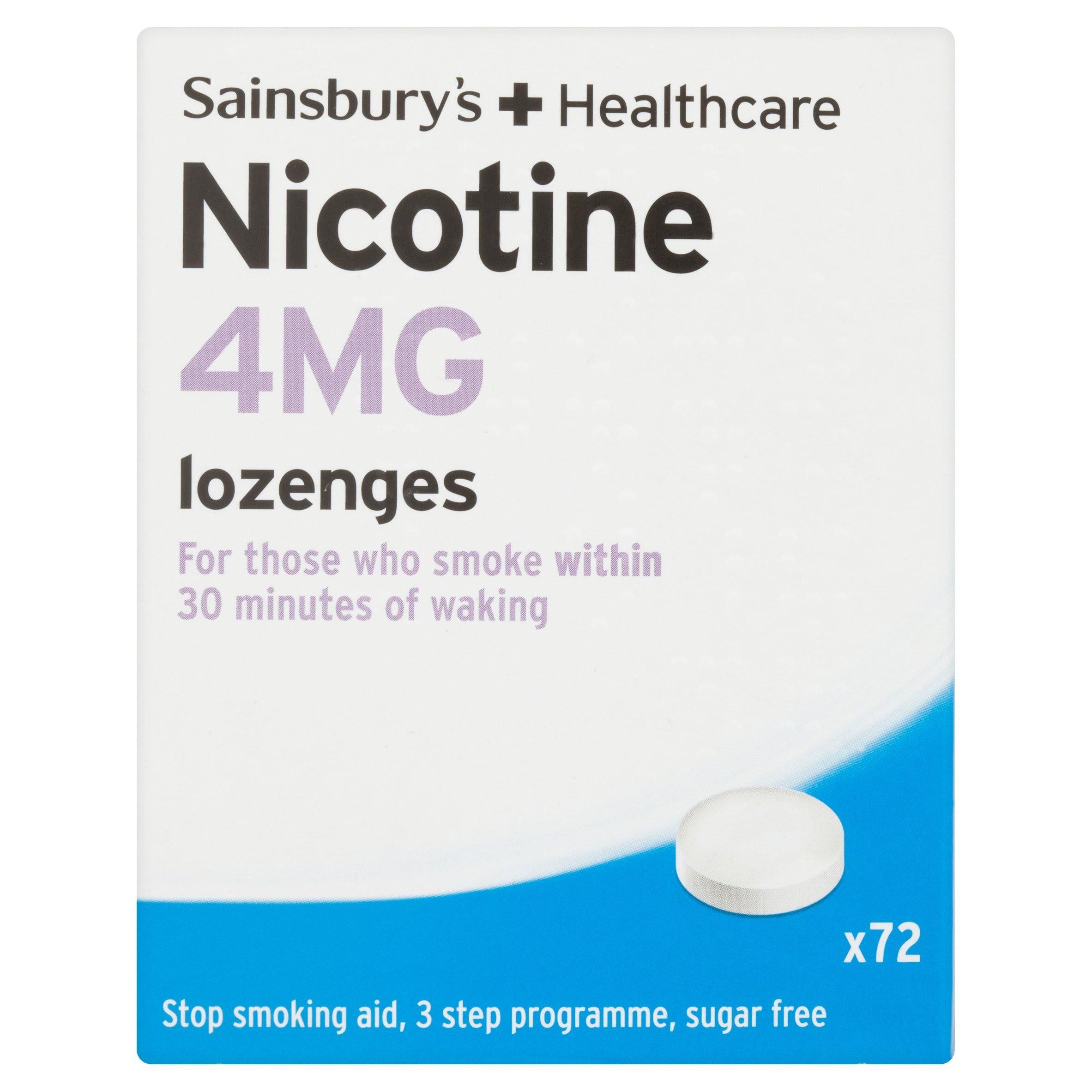 Sainsbury's Nicotine Lozenges, Peppermint 4mg x72 smoking control Sainsburys   