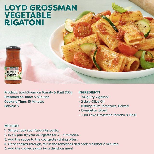 Loyd Grossman Tomato & Basil Pasta Sauce   350g