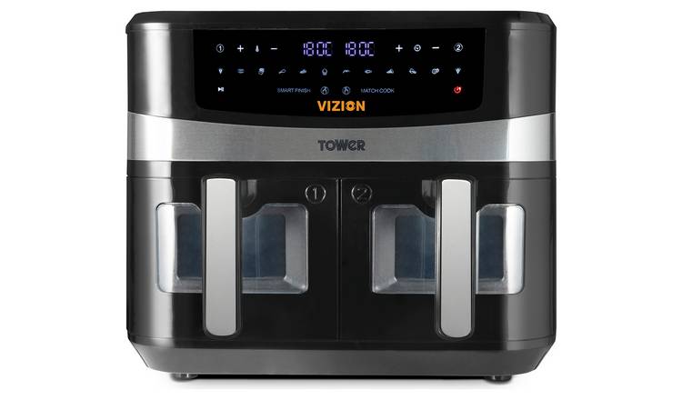 Tower T17100 Vortx Vizion Dual Basket 9L Air Fryer - Black GOODS Argos