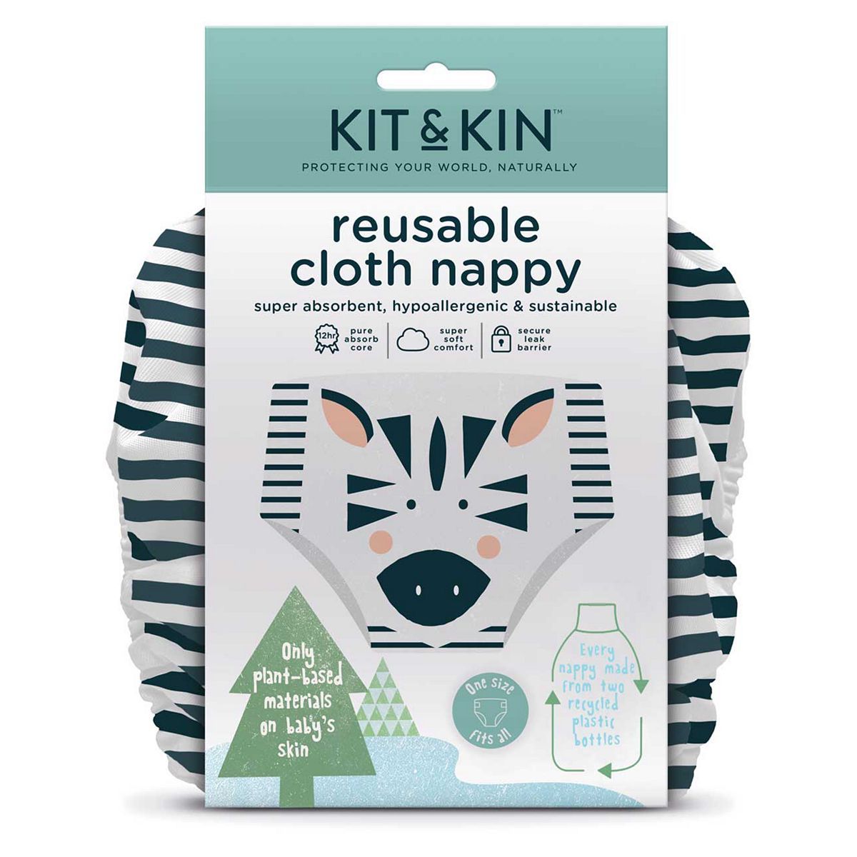 Kit & Kin Reusable Cloth Nappy (Zebra Design) Baby Accessories & Cleaning Boots   