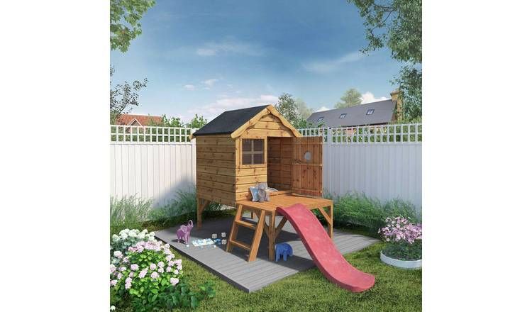 Mercia Snug Wooden Playhouse with Tower and Slide GOODS Argos