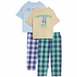 M&S Boys Pure Cotton Checked Pyjama Set, 4-5 Years, Blue