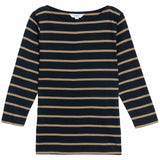 M&S Womens Pure Cotton Striped, Slim Fit Top, size 16, Dark Navy Mix