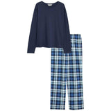M&S Check Bottoms PJ Set, Large, Navy