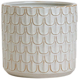 M&S Medium Scalloped Textured Planter, White