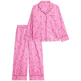 M&S Womens Striped Pyjama Set, 14, Pink