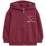 M&S Heart Zip Through Hoodie, 4-5 Years, Claret