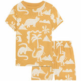 M&S Boys Pure Cotton Dinosaur Short Pyjamas, 7-8 Years, Yellow