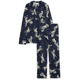 M&S Womens Cotton Modal Zebra Print Revere Pyjama Set, L, Navy