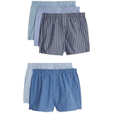 M&S Men's Pure Cotton Striped Woven Boxers, Large, Chambray