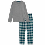 M&S Mens Brushed Cotton Checked Pyjama Set, L, Grey