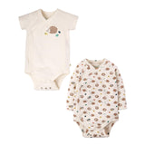 Frugi GOTS Organic 2 pk Body, Hedgehog Huddle/Soft White, 6-12 months