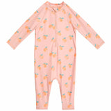 M&S Girls Peach Long Sleeve Swimsuit , 2-3 Years, Orange