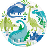 Blue & Green Dinosaur Round Party Plates