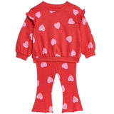 M&S Heart Print Outfit, 6-9 Months, Red Mix
