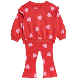 M&S Heart Print Outfit, 12-18 Months, Red Mix