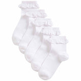 M&S Girls, Frill Socks, Size 8-12 Small, White