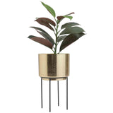 M&S Collection Medium Textured Gold Planter with Stand, Gold