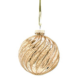 Antique Gold Spiral Glass Glitter Ball Hanging Decoration 8cm