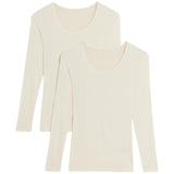 M&S Womens Heatgen Light Thermal Long Sleeve Tops, 2 Pack, 14, Cream 2pk
