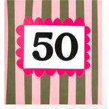 Caroline Gardner Khaki Pink 50th Birthday Card