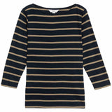 M&S Womens Pure Cotton Striped, Slim Fit Top, size 8, Dark Navy Mix