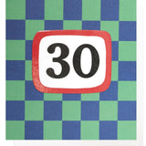 Caroline Gardner Blue & Green 30th Birthday Card