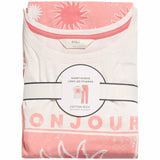 M&S Womens Cotton Rich Leaf Print Pyjama Set, S, Coral