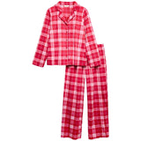 M&S Womens Checked Pyjama Set, XXL, Red & White