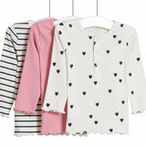 M&S Girls Long Sleeve Tops, 3 Pack, 6-9 Months, Pink