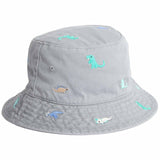 M&S Kids Embroidered Bucket Sun Hat, 3-6 Years, Steel Blue
