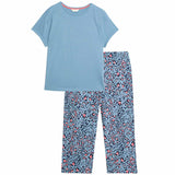 M&S Womens Cropped Pyjama Set, Small, Smokey Blue