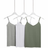 M&S Womens Cotton Rich Strappy Vests, 16, Green