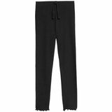 M&S Plain Ribbed Cotton Leggings, 5-6 Years, Black