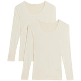 M&S Womens Heatgen Light Thermal Long Sleeve Tops, 2 Pack, 18, Cream 2pk