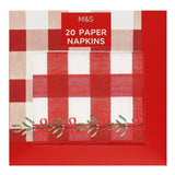 M&S Christmas Gingham Paper Napkins