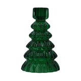 Clear Green Glass Tree Shaped Candle Holder