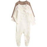 M&S Pocket Paris Zip Footed Sleepsuit, 3-6 Months, Oatmeal