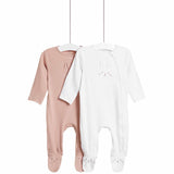 M&S Bunny Sleepsuits, 2 Pack, 2-3 Years, Pink