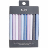 M&S Mens Antibacterial Cotton Handkerchiefs, One Size, Blue