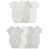M&S 7pk Lion Bodysuits, 12-18 M, Grey Mix