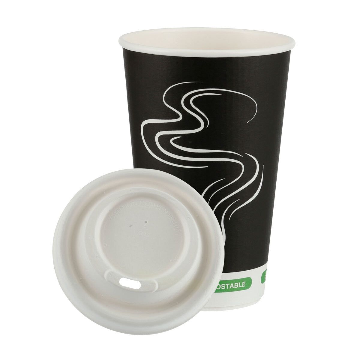 iECO Recyclable Triple Wall Hot Cups &amp; Lids, 12oz, 100 Pack