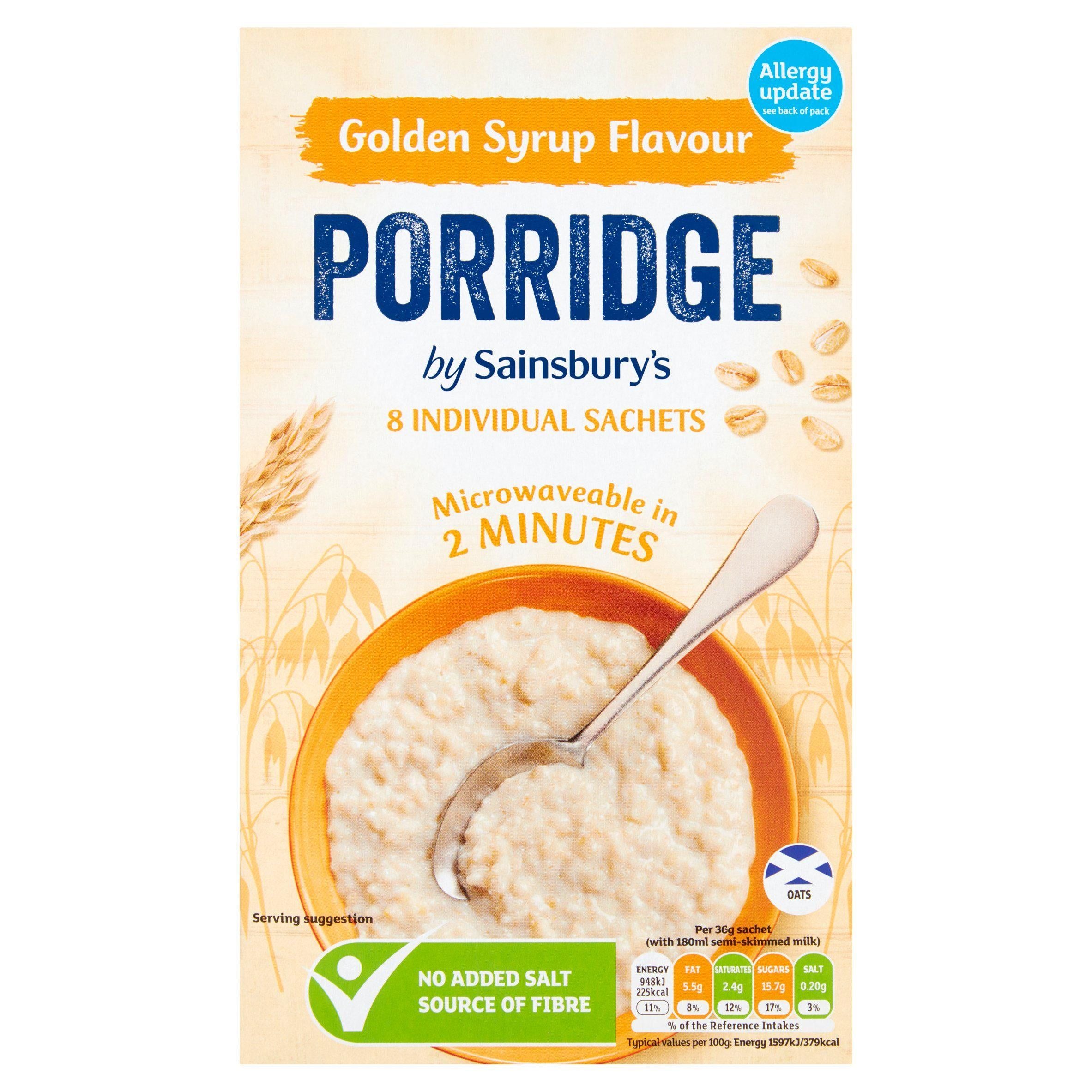 Sainsbury's Porridge Golden Syrup 8x36g Porridge & oats Sainsburys   