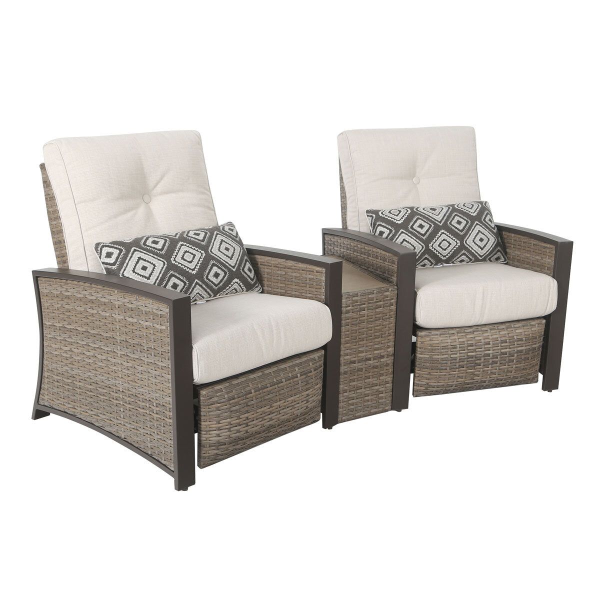 Pacific Casual Barcalounger Edgewater 3 Piece Cushioned Woven Aluminium Recliner Set GOODS Costco UK