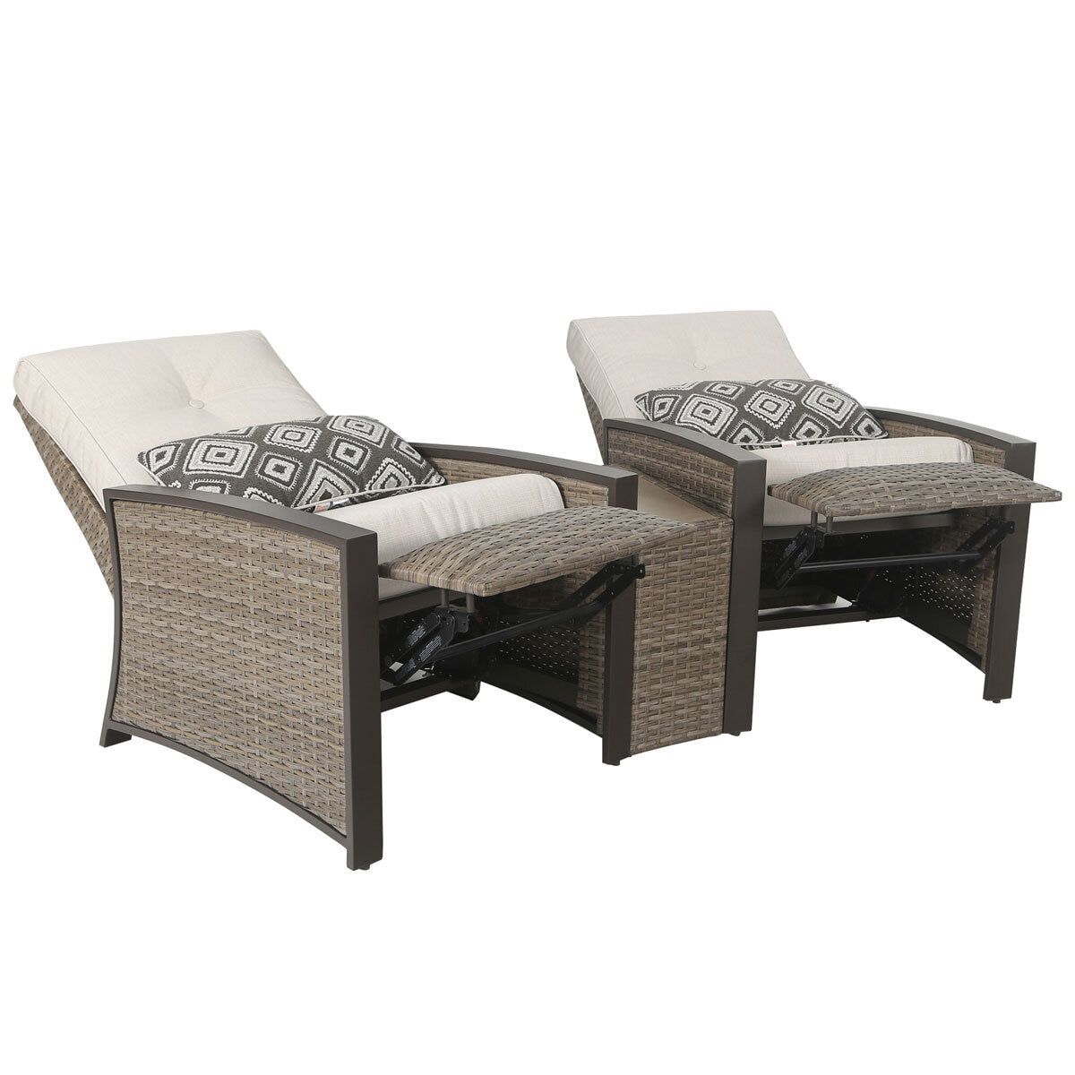 Pacific Casual Barcalounger Edgewater 3 Piece Cushioned Woven Aluminium Recliner Set GOODS Costco UK