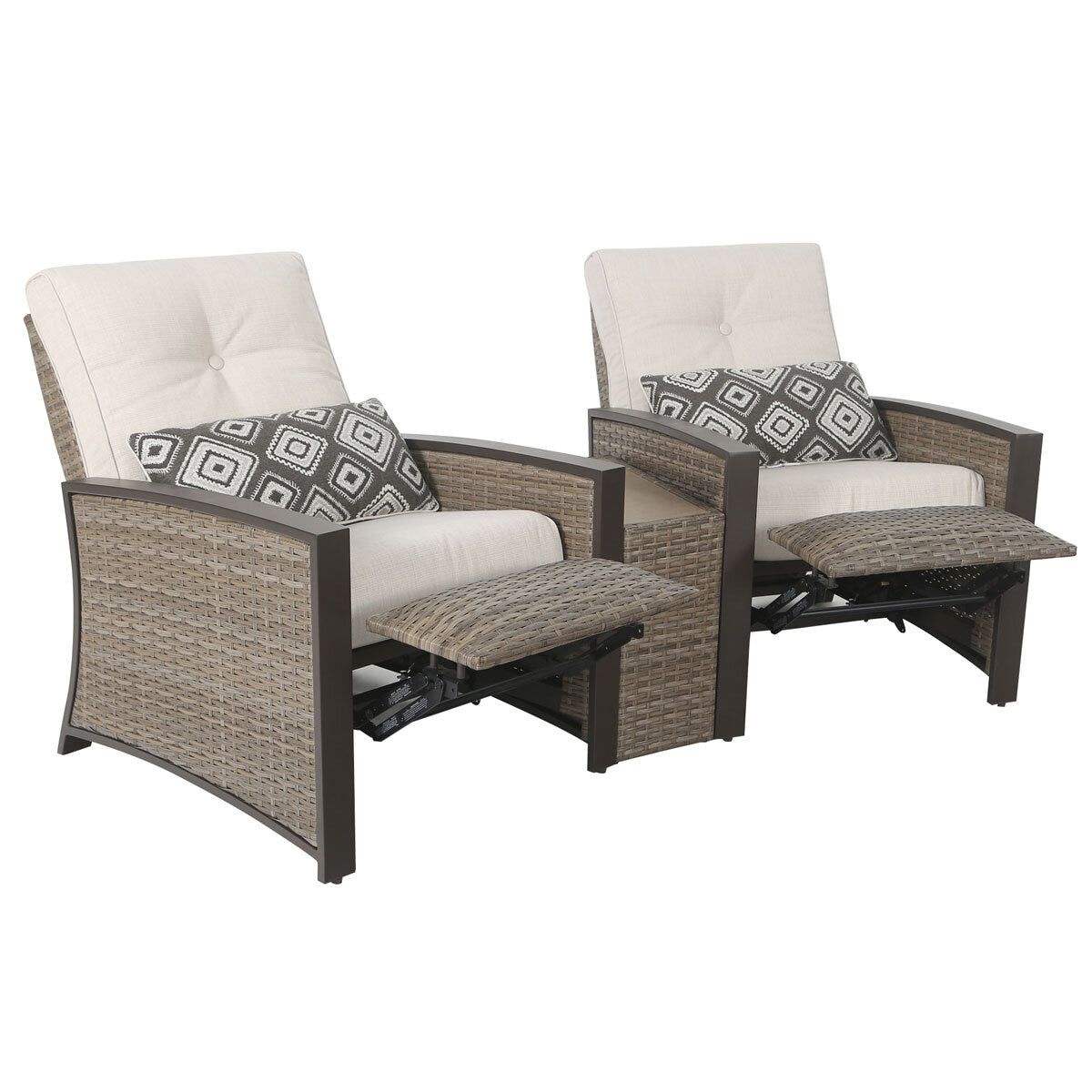 Pacific Casual Barcalounger Edgewater 3 Piece Cushioned Woven Aluminium Recliner Set GOODS Costco UK